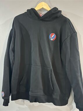 Grateful Dead Black Pullover Hoodie with Steal Your Face Patch